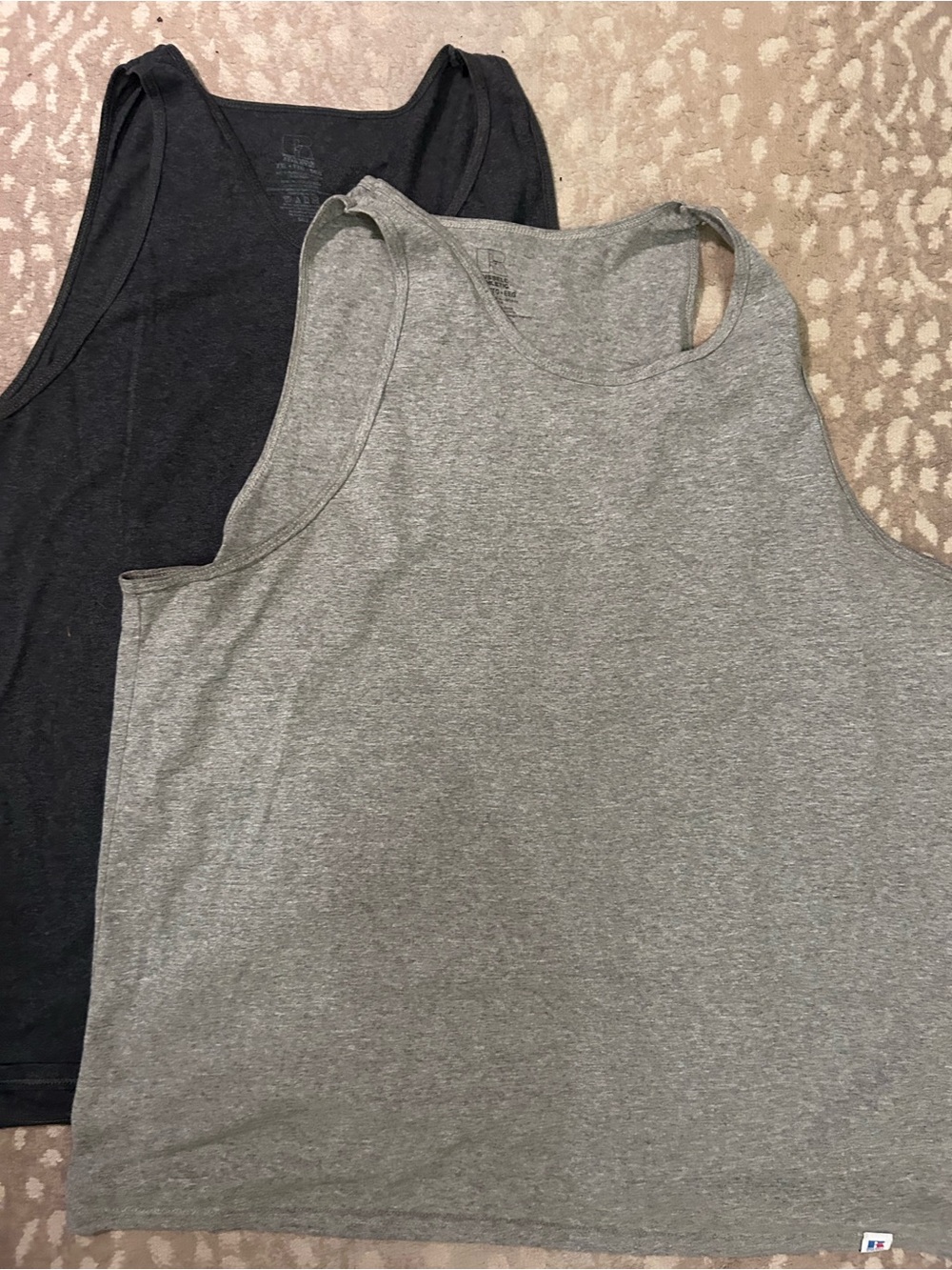2.) Two Pack Russell Athletic Men's Tank Tops - Charcoal & Light Gray